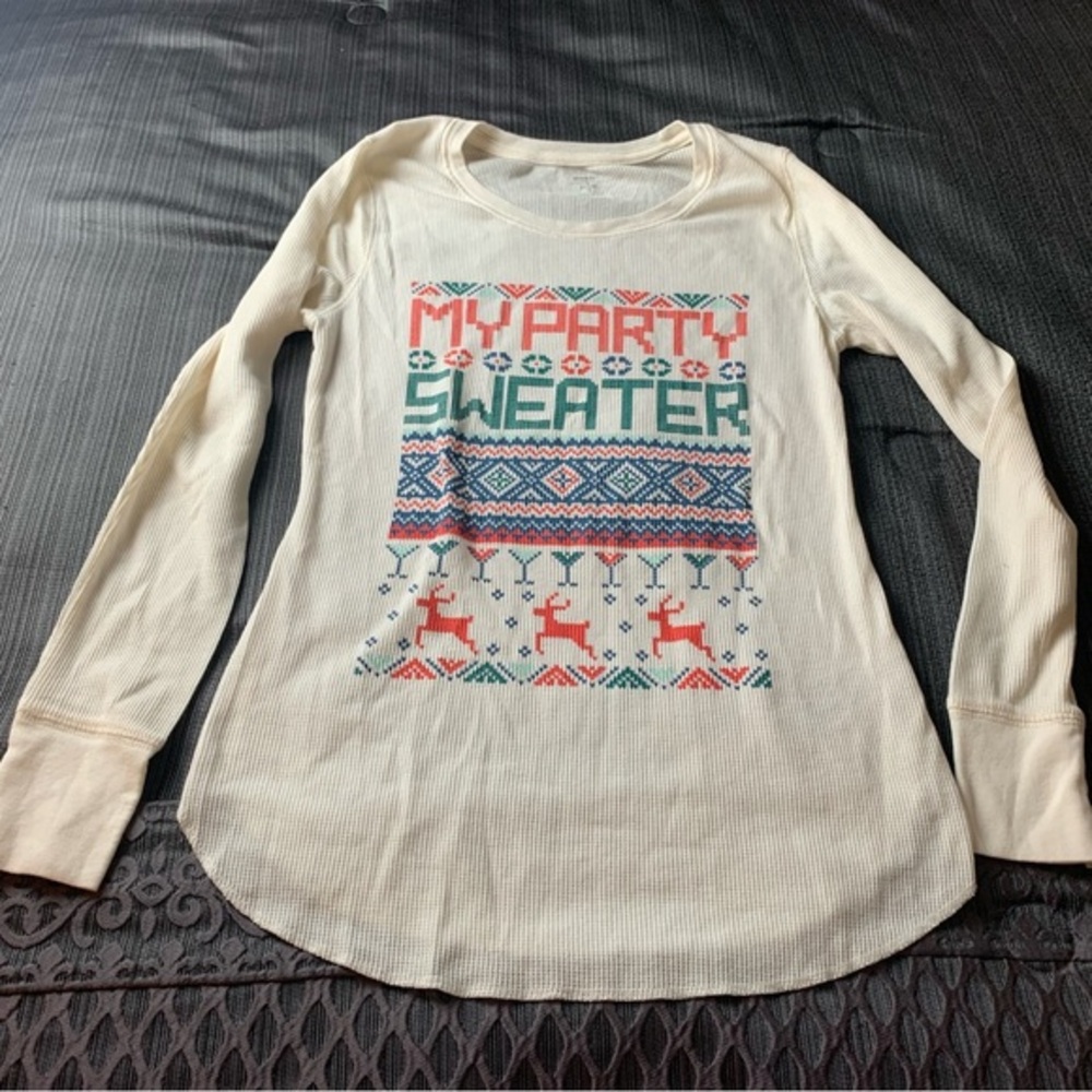 Old Navy Thermal My Party Sweater Waffle Knit Top Tee